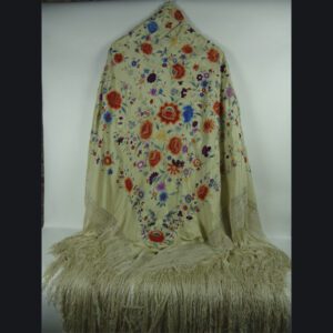 Beige Manila shawl from the XIX century