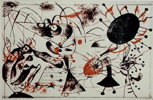 black and red etching
